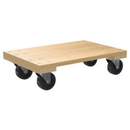 Akro-Mils® Dolly, Wood, Solid, 24" L x 16" W x 5-3/8" H, 3" Polyolefin Casters - 1389805