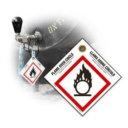 GHS Safety GHS Pictogram Tags Flame Circle English/Spanish - 1403021