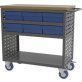 Louvered Cart, Small, Charcoal, 37" L x 18" W x 36" H, 6 Blue Bins